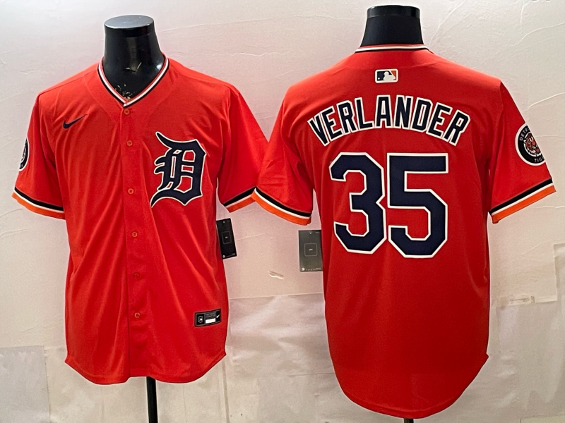 Men Detroit Tigers #35 Verlander orange Game Nike MLB Jersey0321003->->MLB Jersey